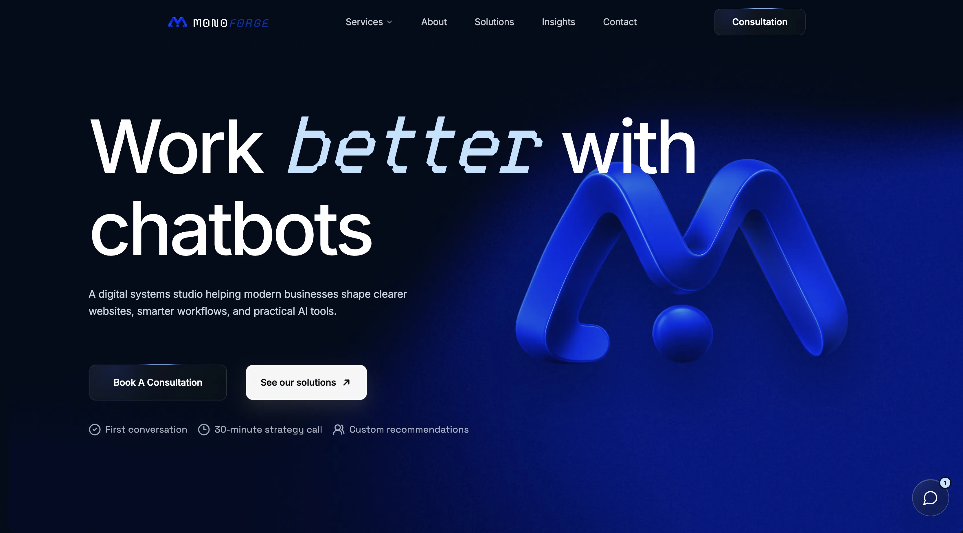 Preview of the Monoforge Studio website